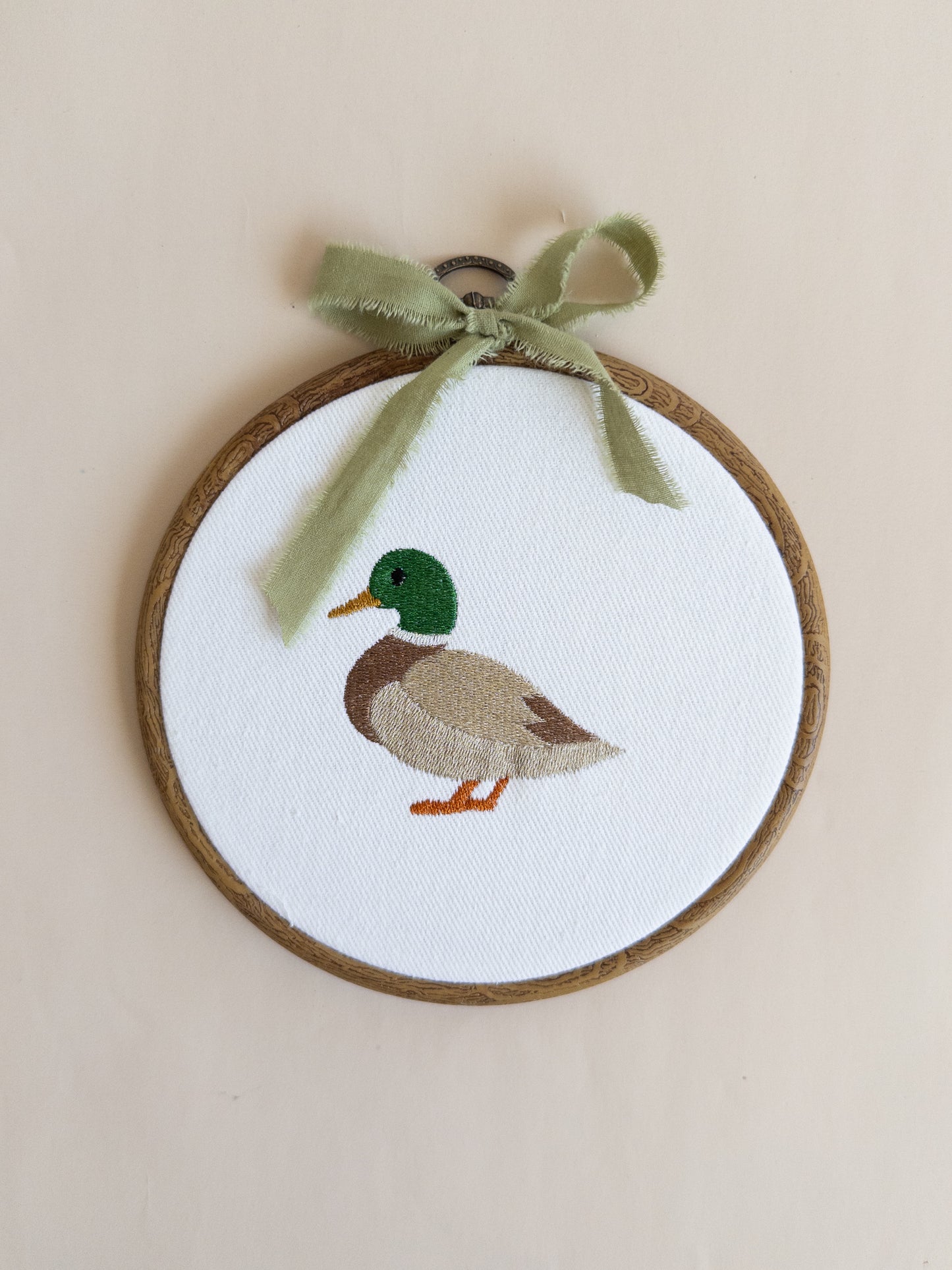 Mallard Duck Embroidered Hoop Sign