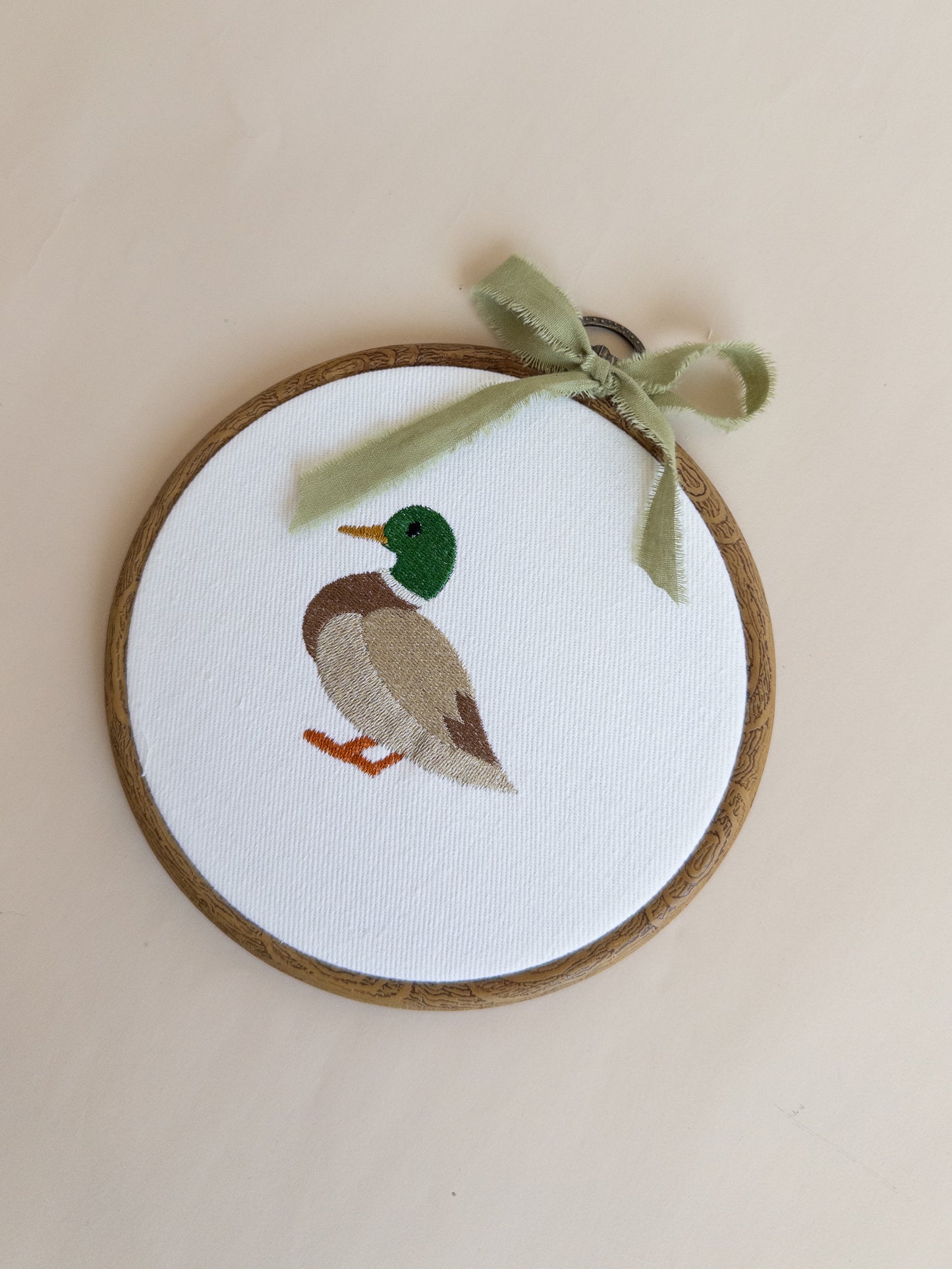 Mallard Duck Embroidered Hoop Sign