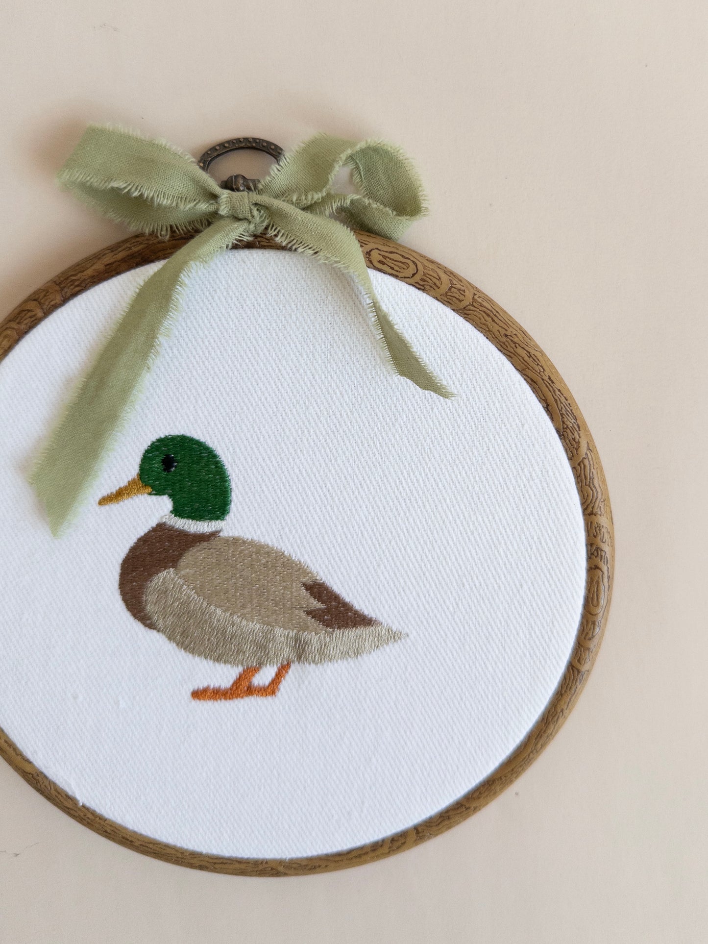 Mallard Duck Embroidered Hoop Sign