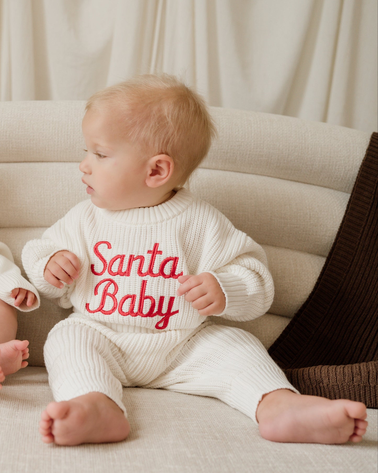 Santa Baby Chunky Knit Sweater - Cloud