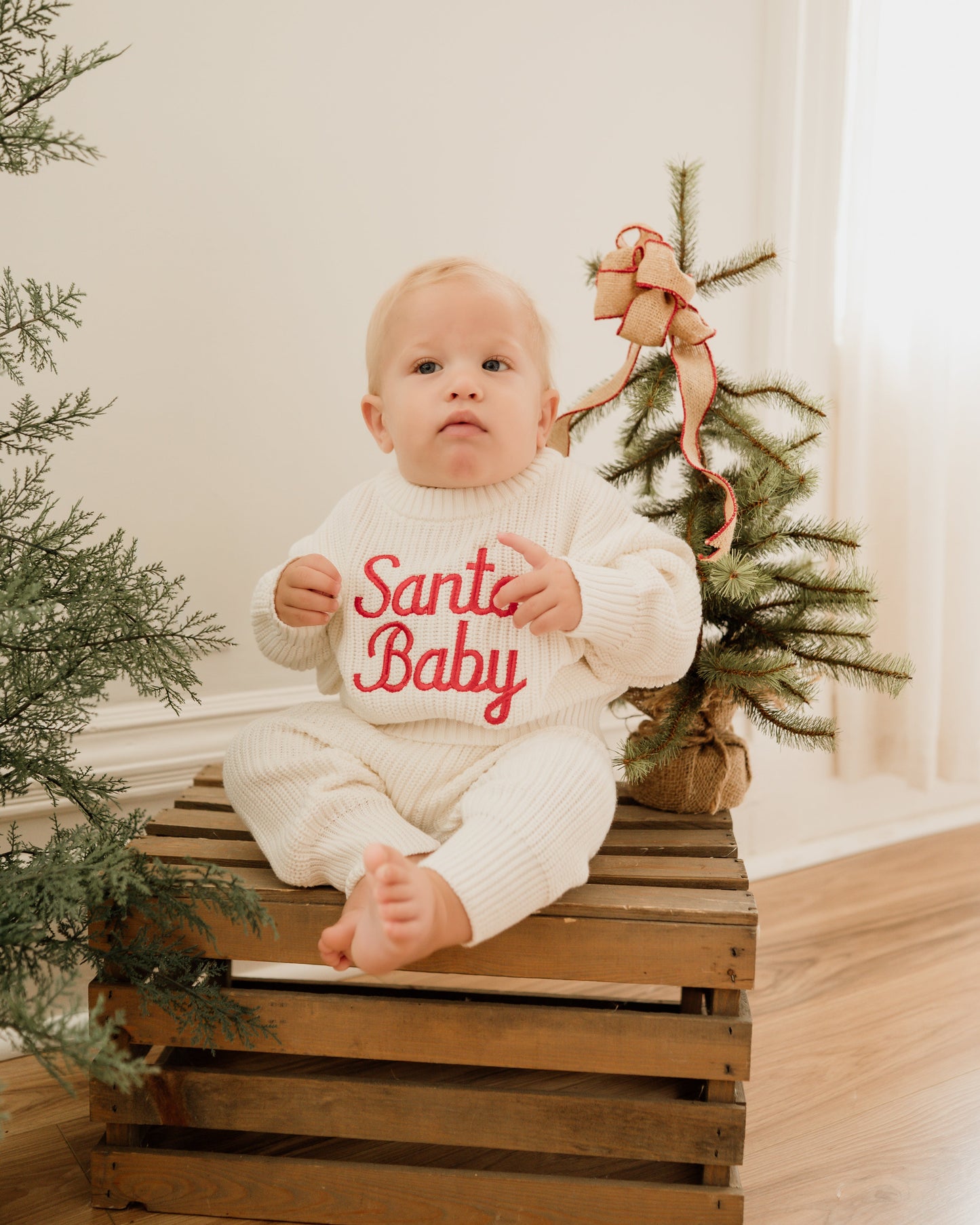 Santa Baby Chunky Knit Sweater - Cloud