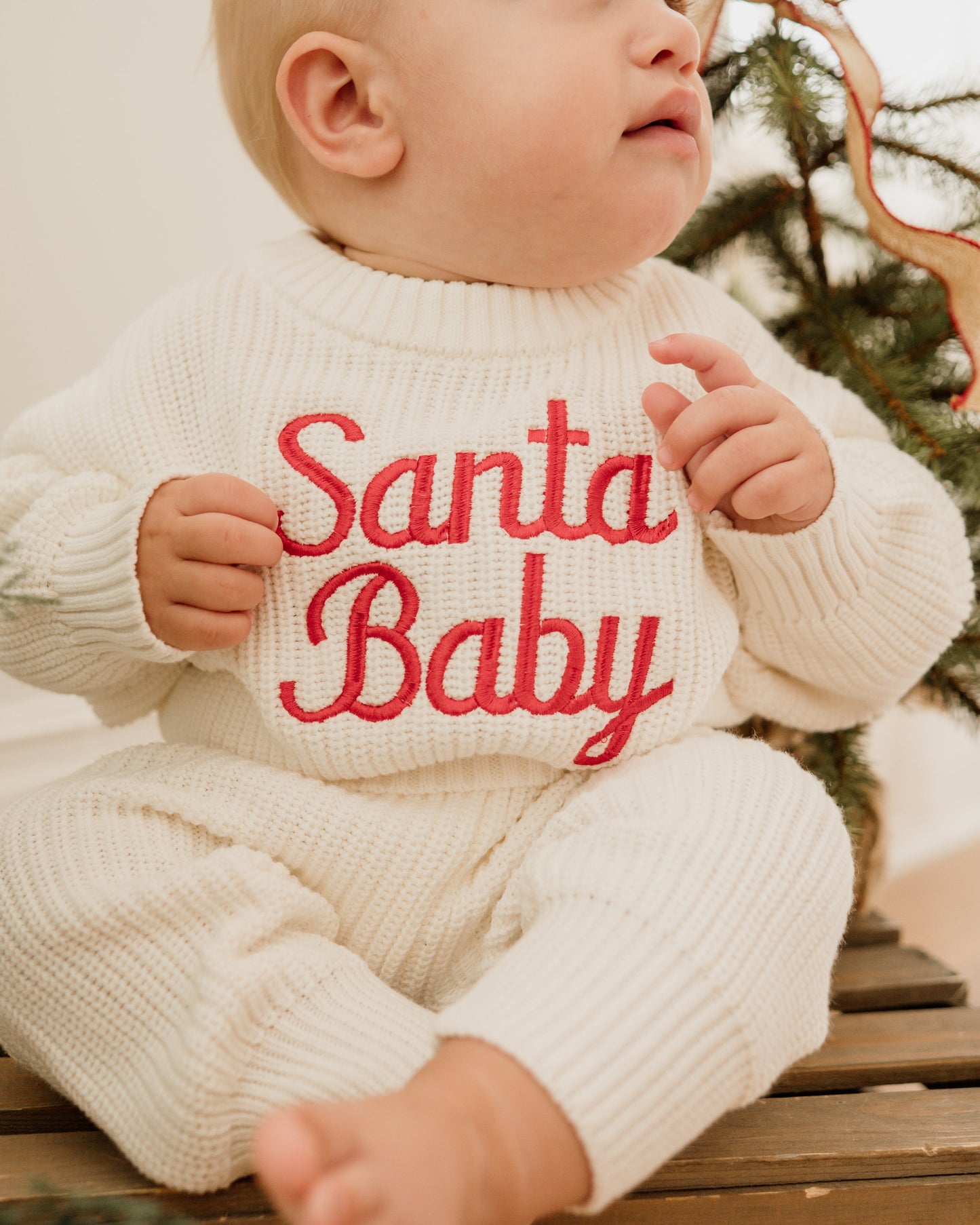 Santa Baby Chunky Knit Sweater - Cloud