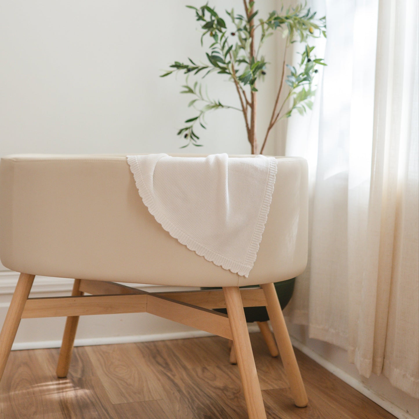 Scallop Edge Knit Baby Blanket - Cloud