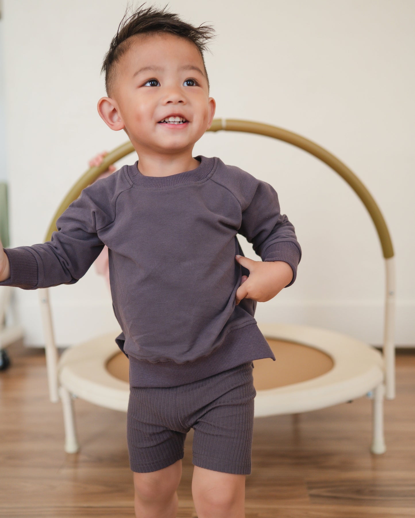 Ribbed Biker Shorts - Charcoal