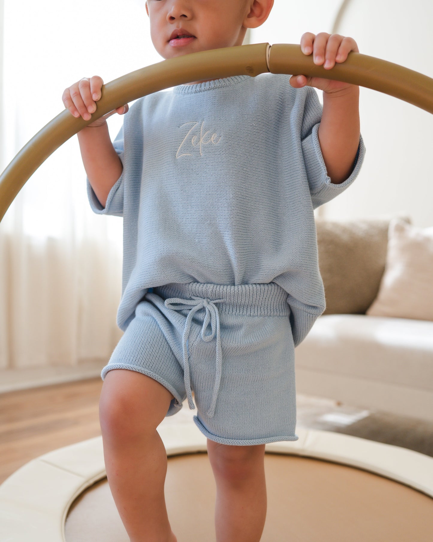 Oversized Summer Knit Set - Sky