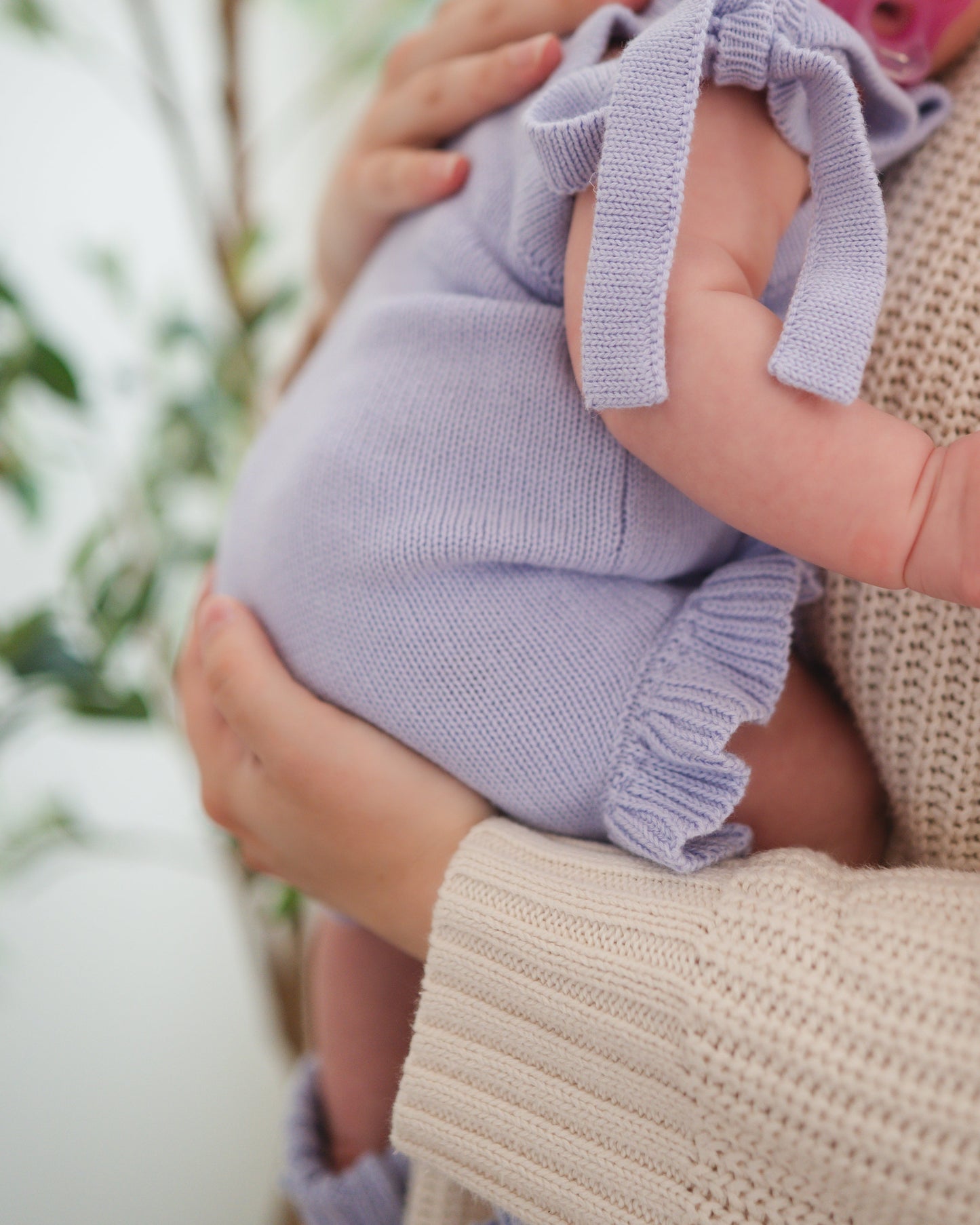 Frill Leg Summer Knit Romper - Lavender