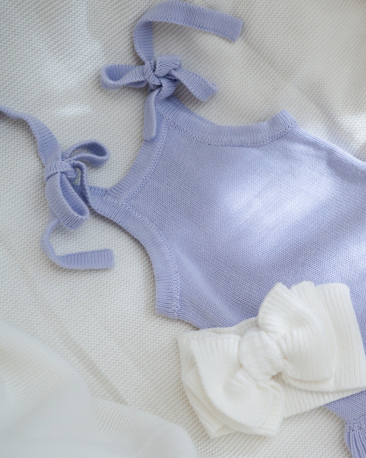 Frill Leg Summer Knit Romper - Lavender