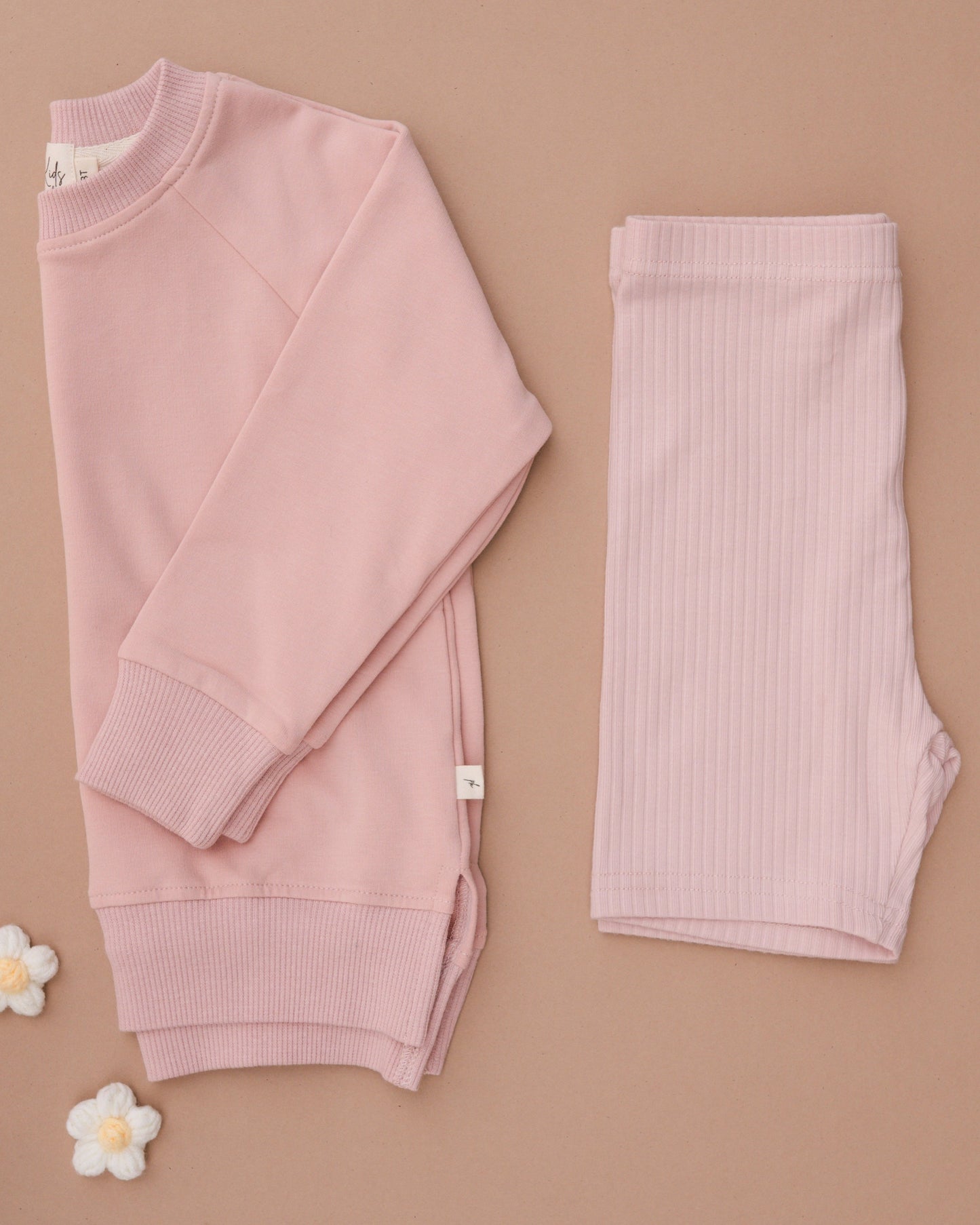 Ribbed Biker Shorts - Petal Pink