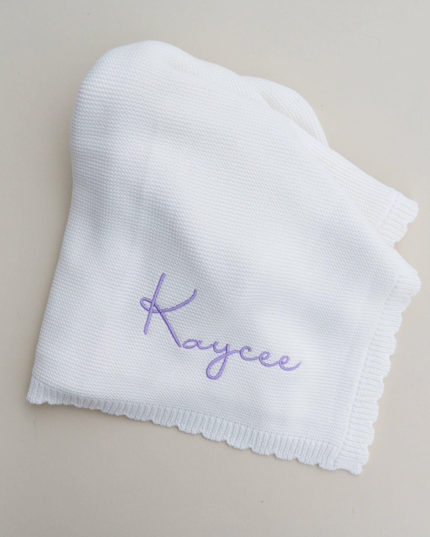 Scallop Edge Knit Blanket - Cloud