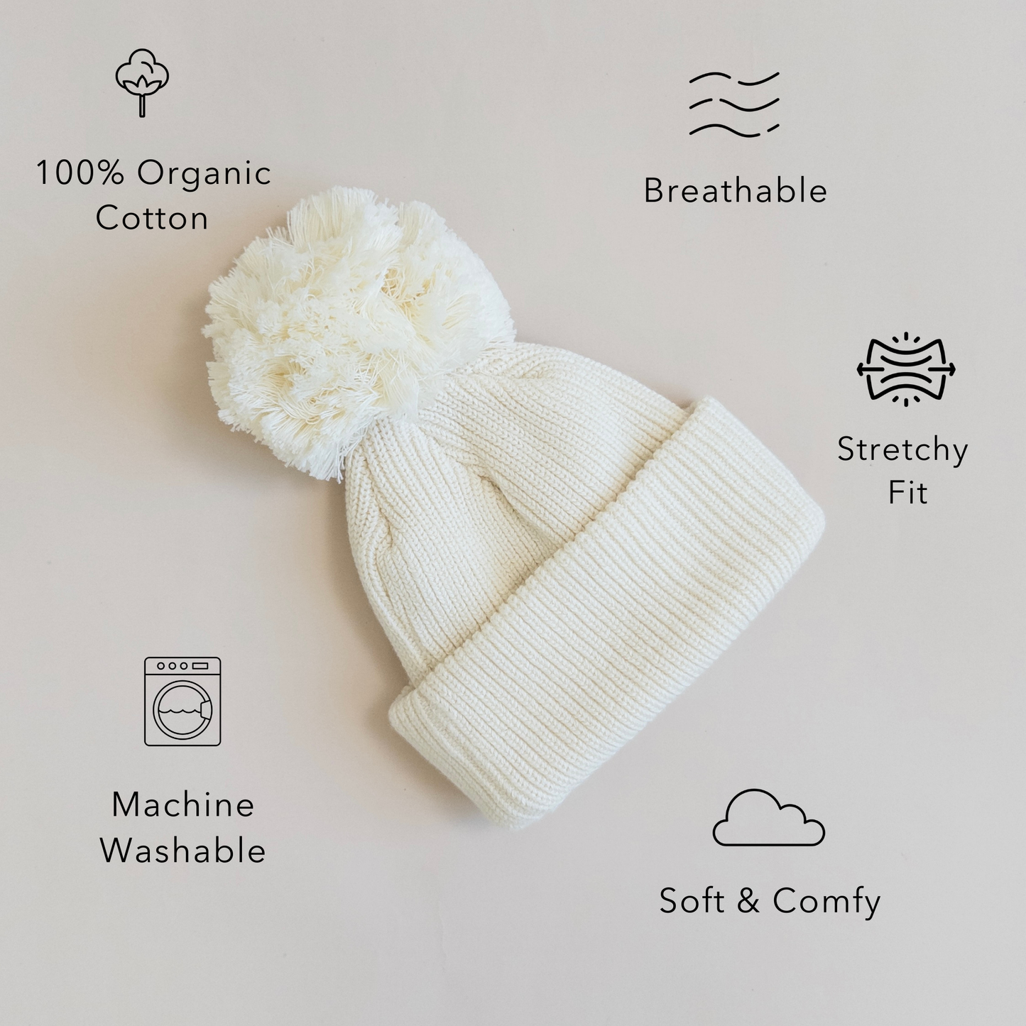 Knit Pom Hat - Bone