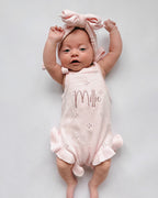 Pointelle Frill Summer Knit Romper - Blush