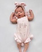 Pointelle Frill Summer Knit Romper - Blush