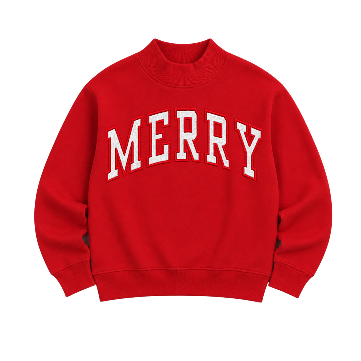 MERRY Applique Mock Neck - Red