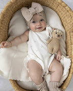Pointelle Frill Summer Knit Romper - Cloud