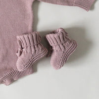 Knit Booties - Vintage Rose