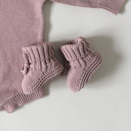 Knit Booties - Vintage Rose