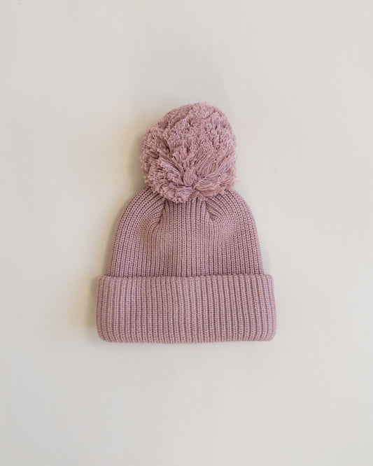 Knit Pom Hat - Vintage Rose