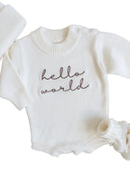 Hello World Knit Romper - Cloud