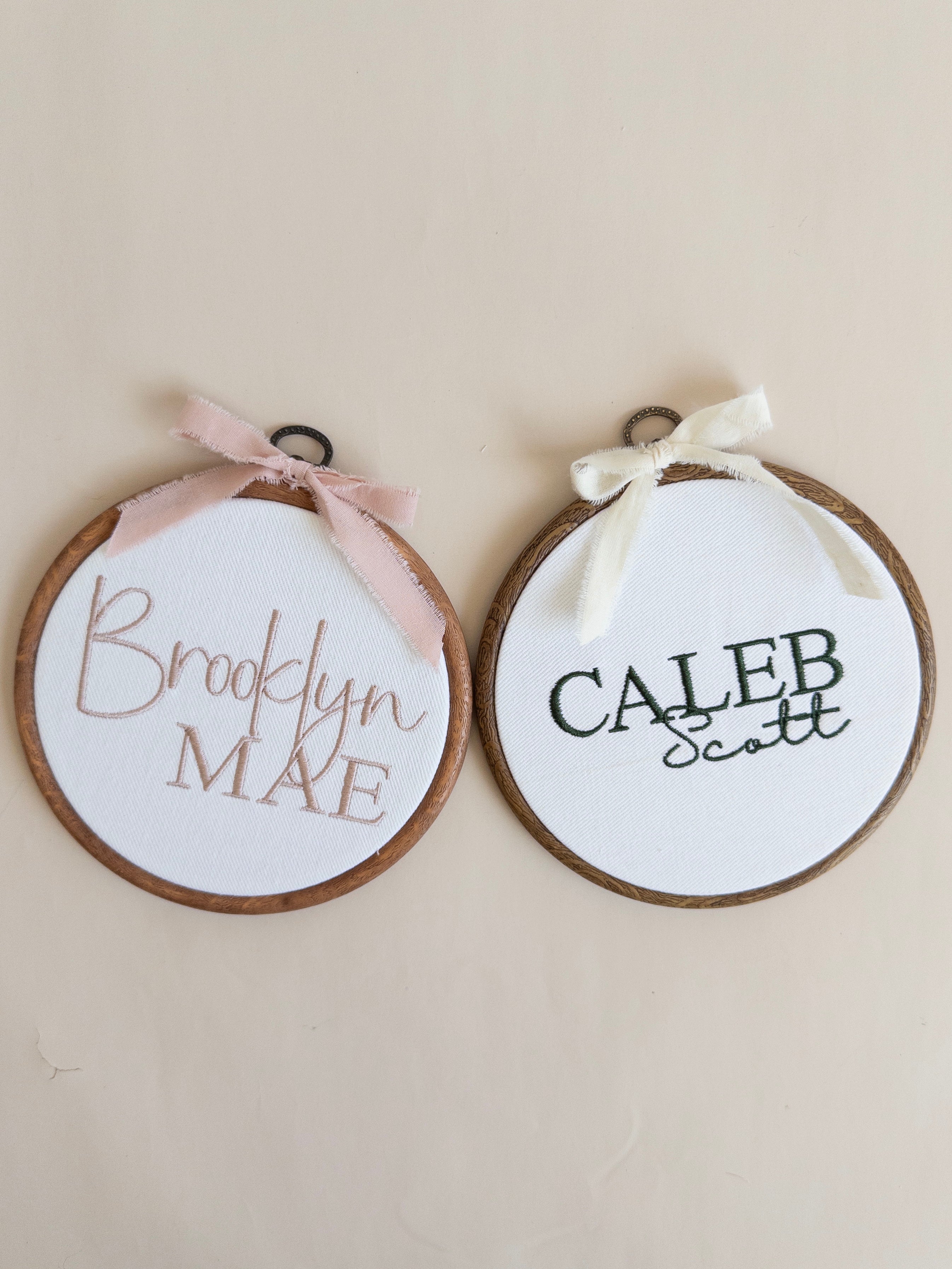 Personalized Name Embroidered Hoop Sign