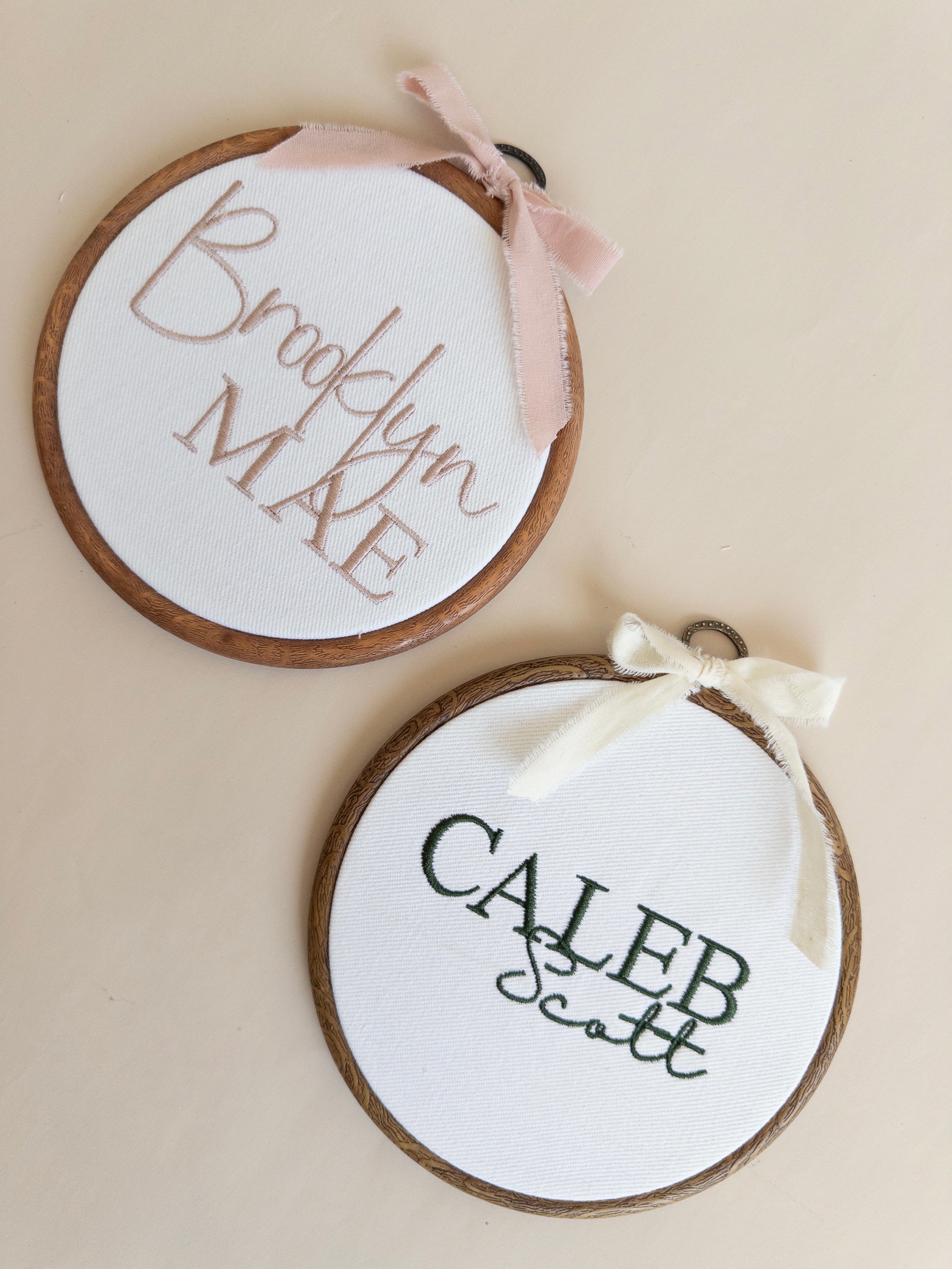 Personalized Name Embroidered Hoop Sign