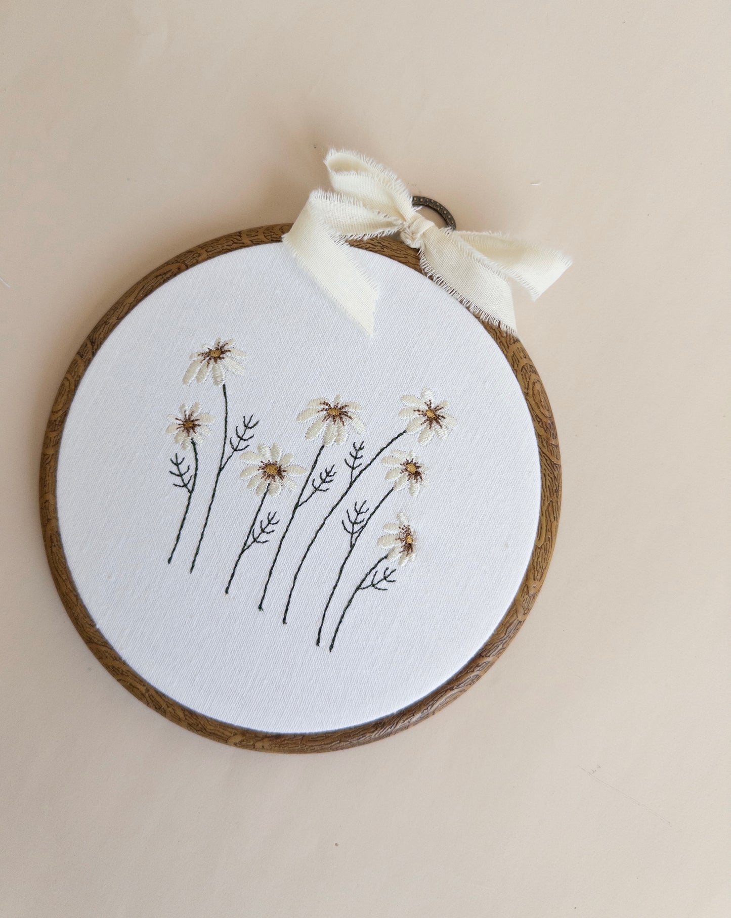 Floral Field Embroidered Hoop Sign