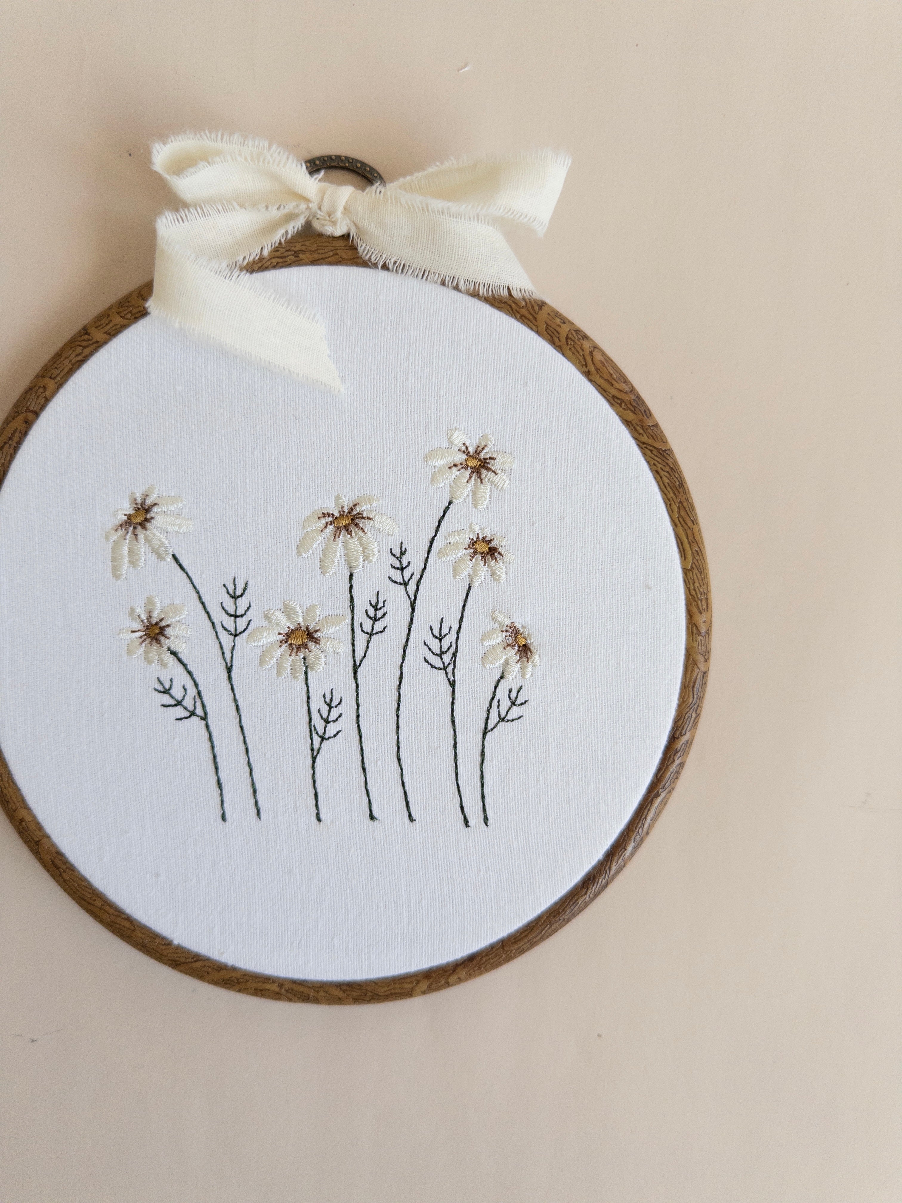 Floral Field Embroidered Hoop Sign
