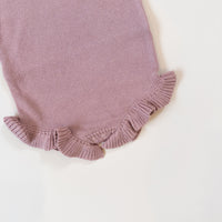 Frill Leg Knit Romper - Vintage Rose