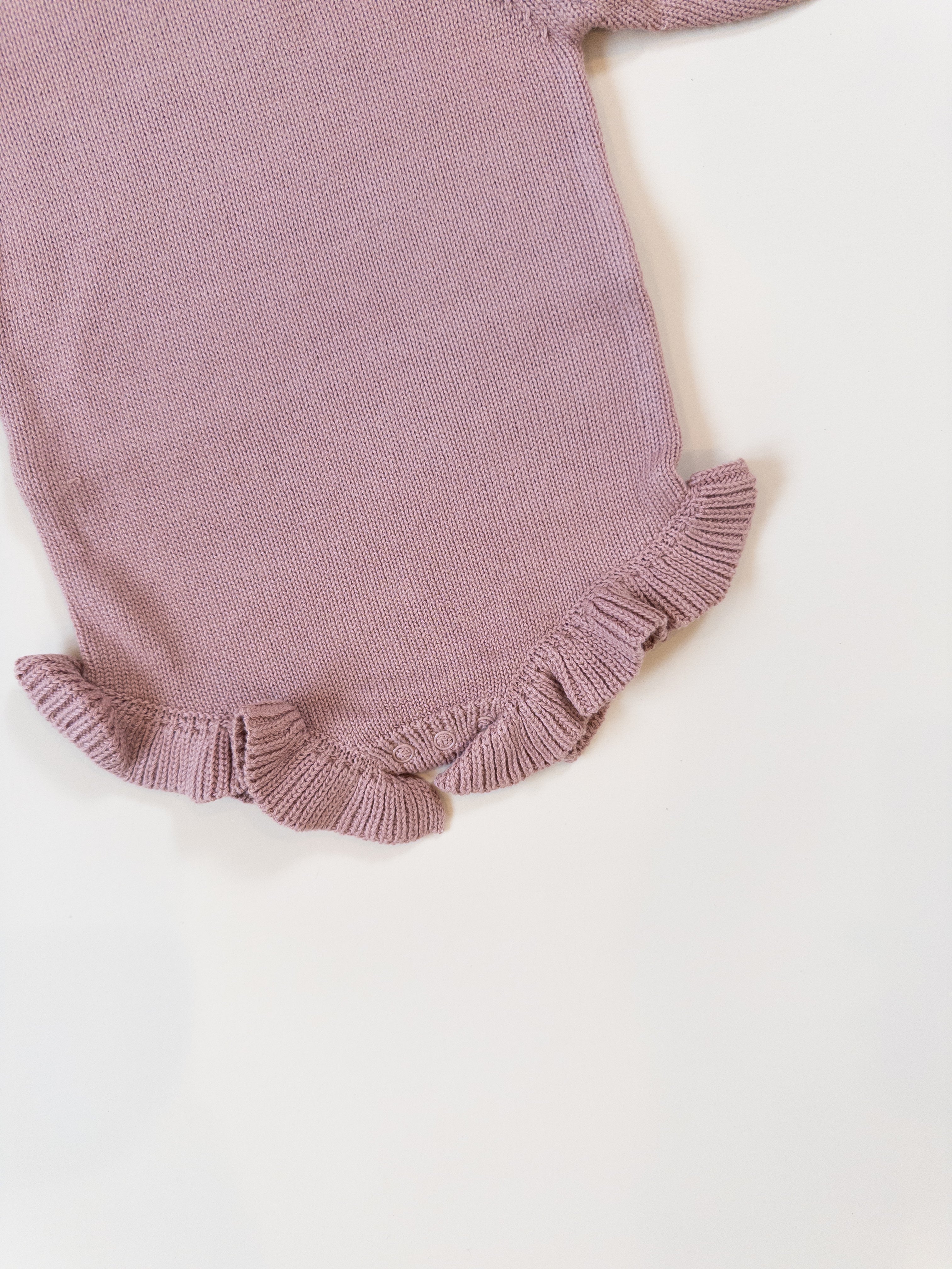 Frill Leg Knit Romper - Vintage Rose