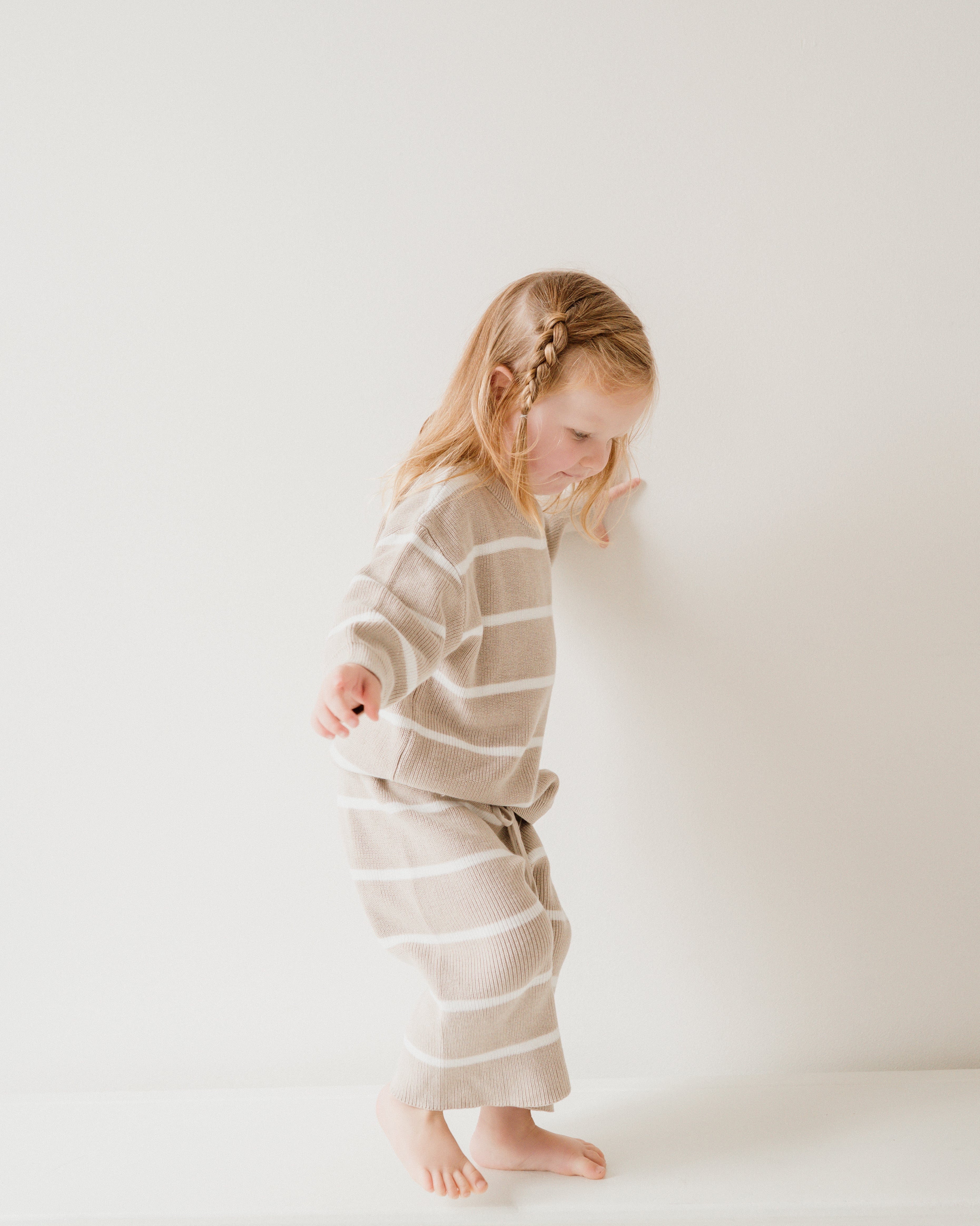 Wide Leg Oat Stripe Knit Pants