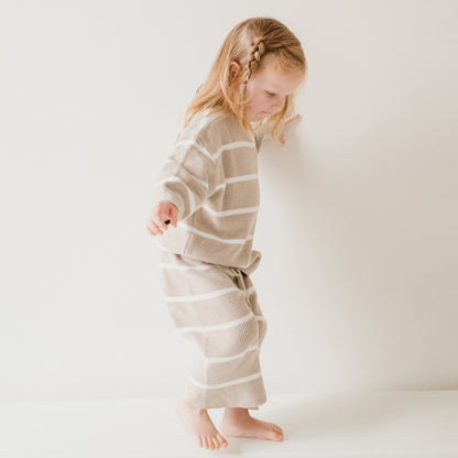 Wide Leg Oat Stripe Knit Pants