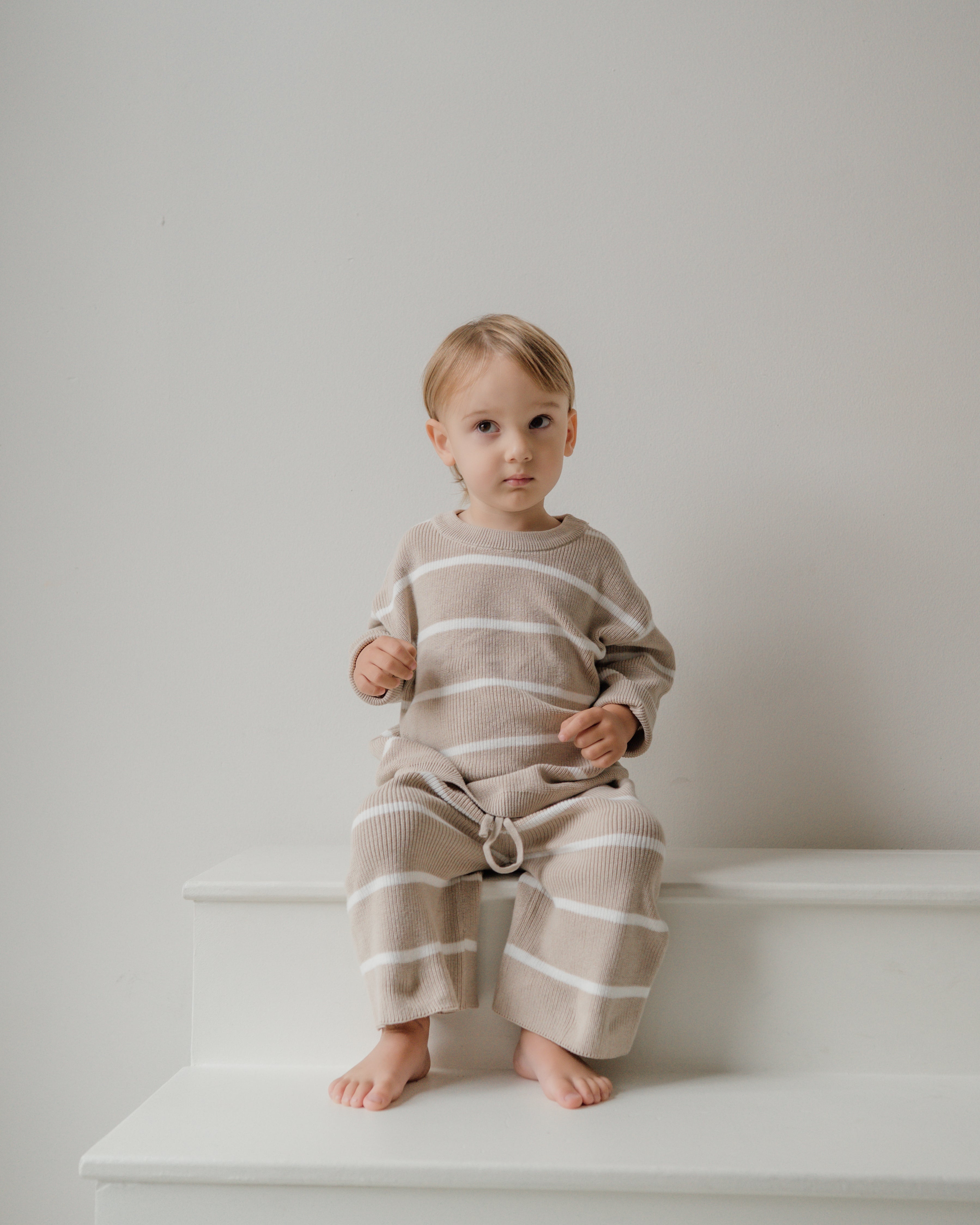 Wide Leg Oat Stripe Knit Pants