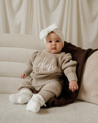 Ribbed Knit Bow Headband - Cloud
