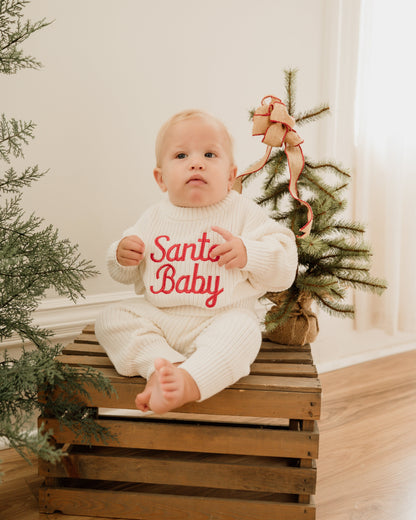 Santa Baby Chunky Knit Sweater - Cloud