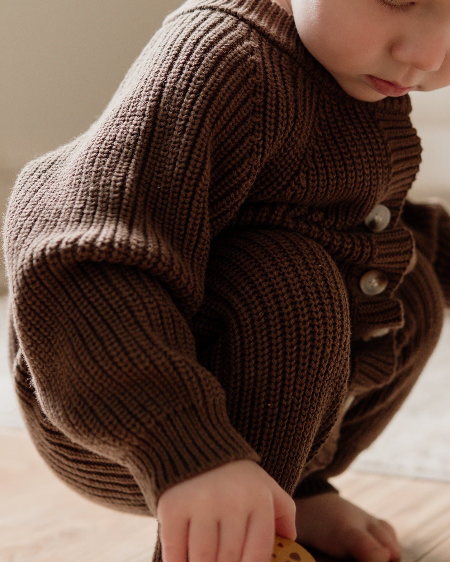 Button Knit Jumpsuit - Chocolate