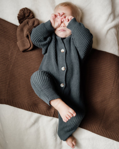 Button Knit Jumpsuit - Stormy