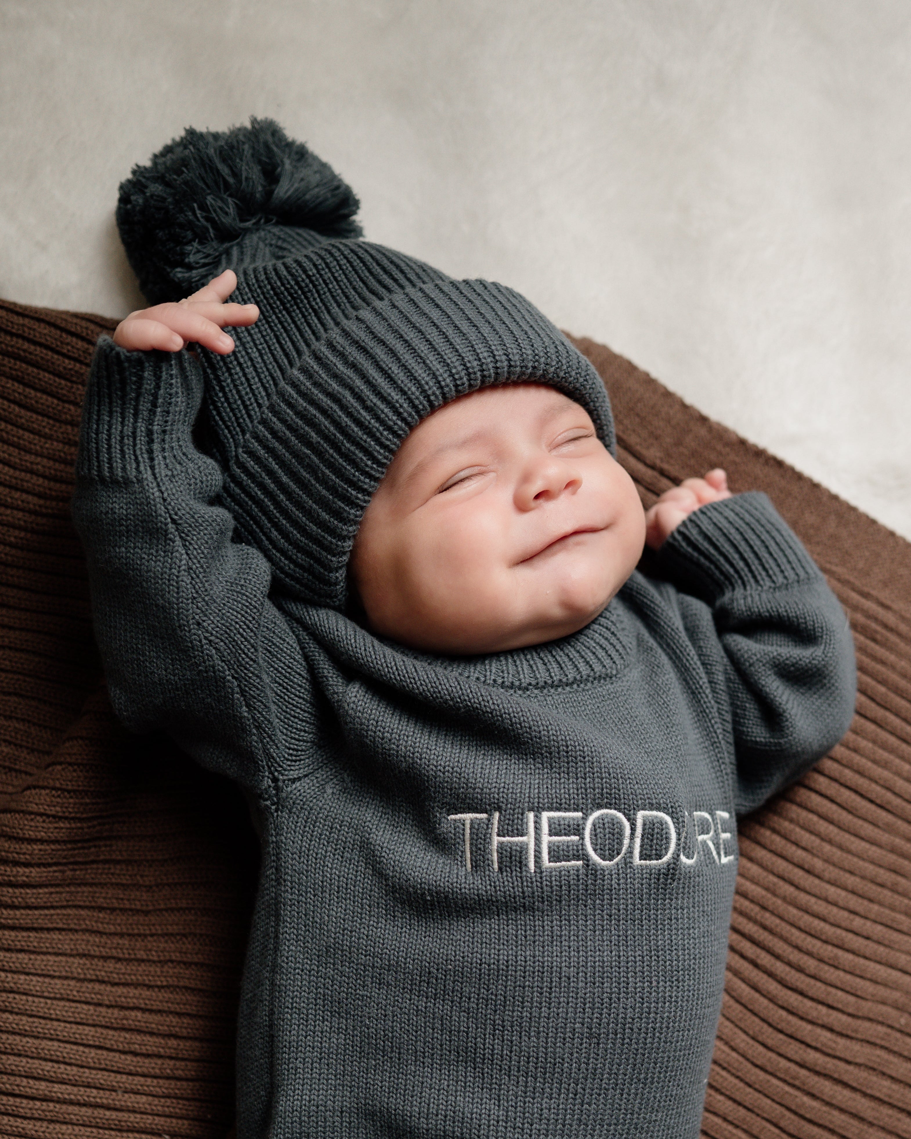 Knit Pom Hat - Stormy