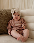 Ribbed Knit Bow Headband - Oat