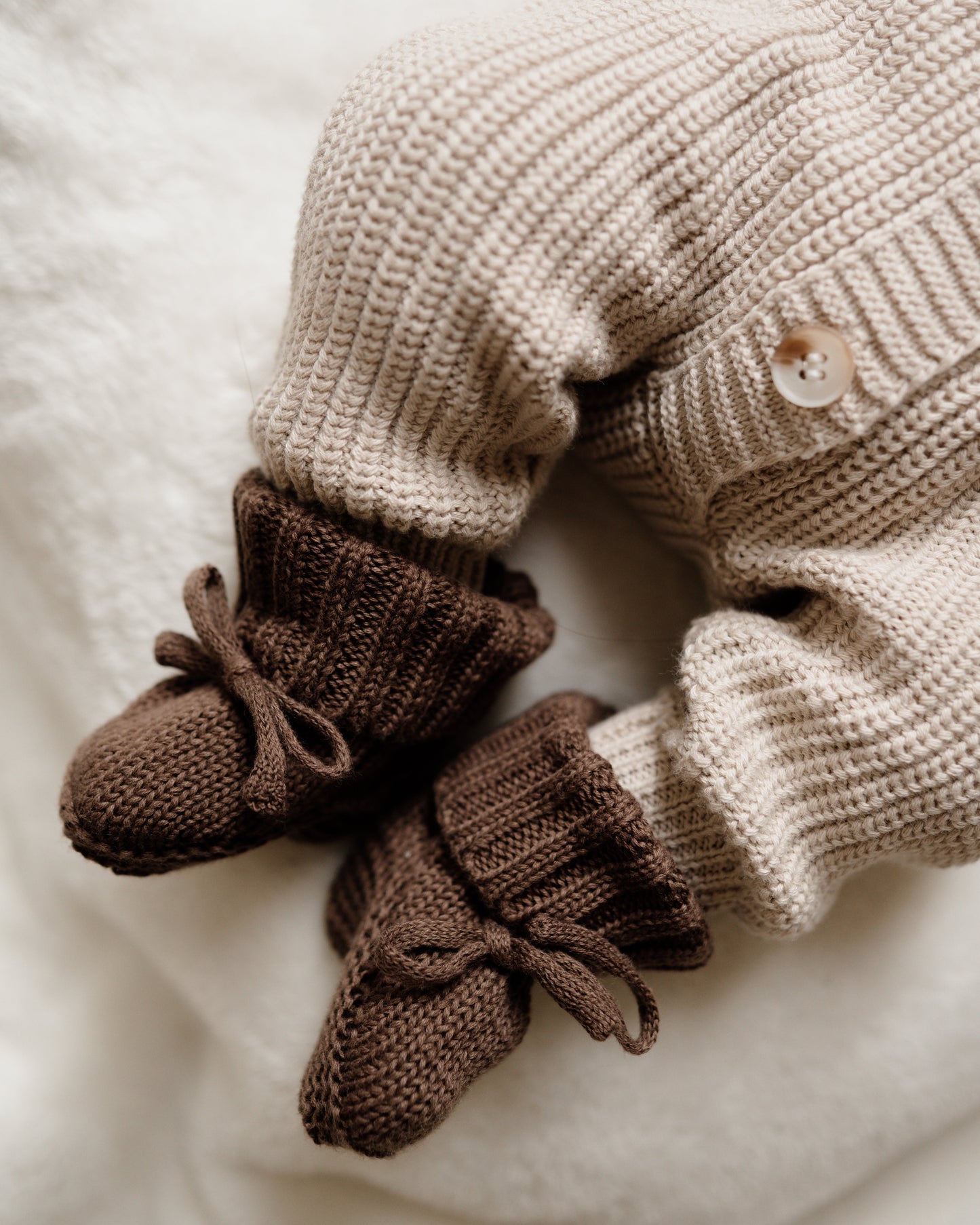 Knit Booties - Chocolate