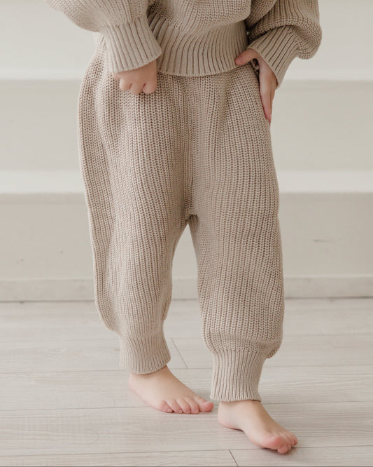 Chunky Knit Pants - Oat