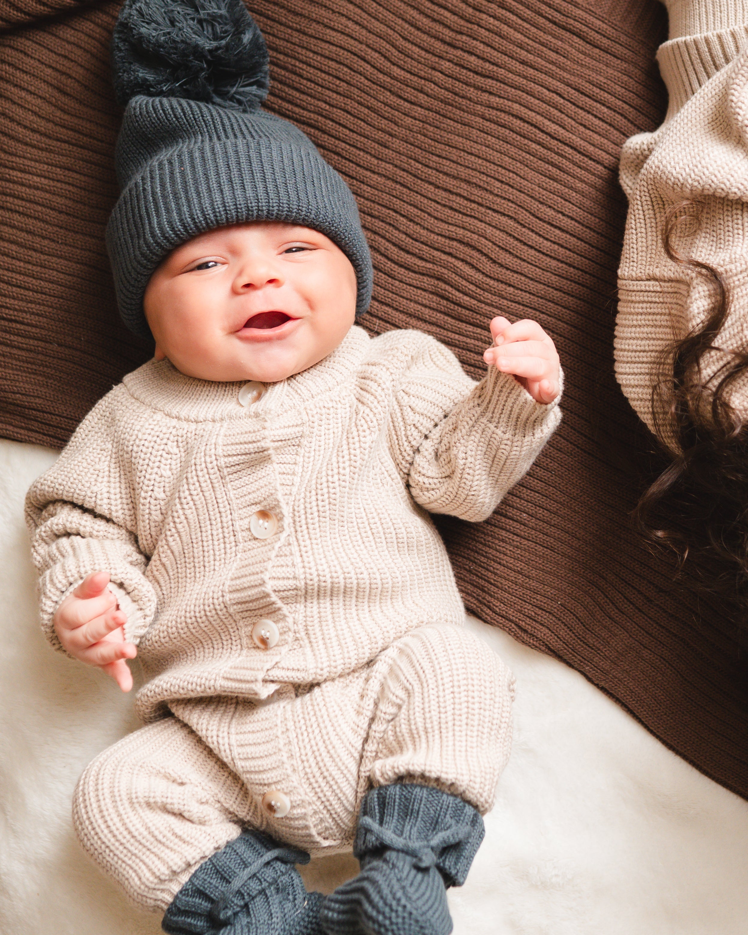 Button Knit Jumpsuit - Oat