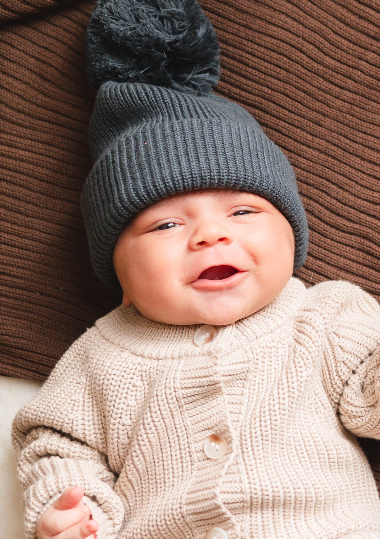 Knit Pom Hat - Stormy