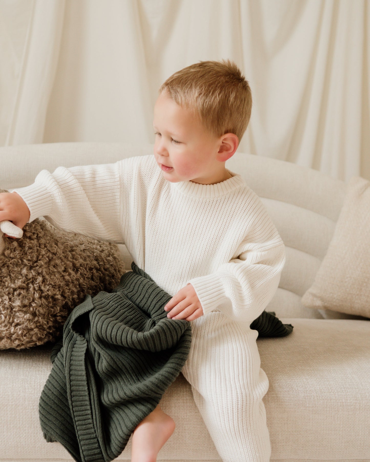 Ribbed Knit Blanket - Pine