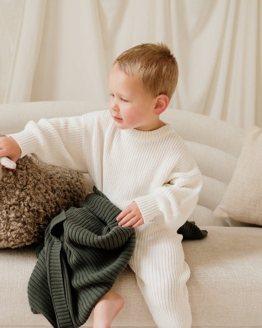 Ribbed Knit Blanket - Pine