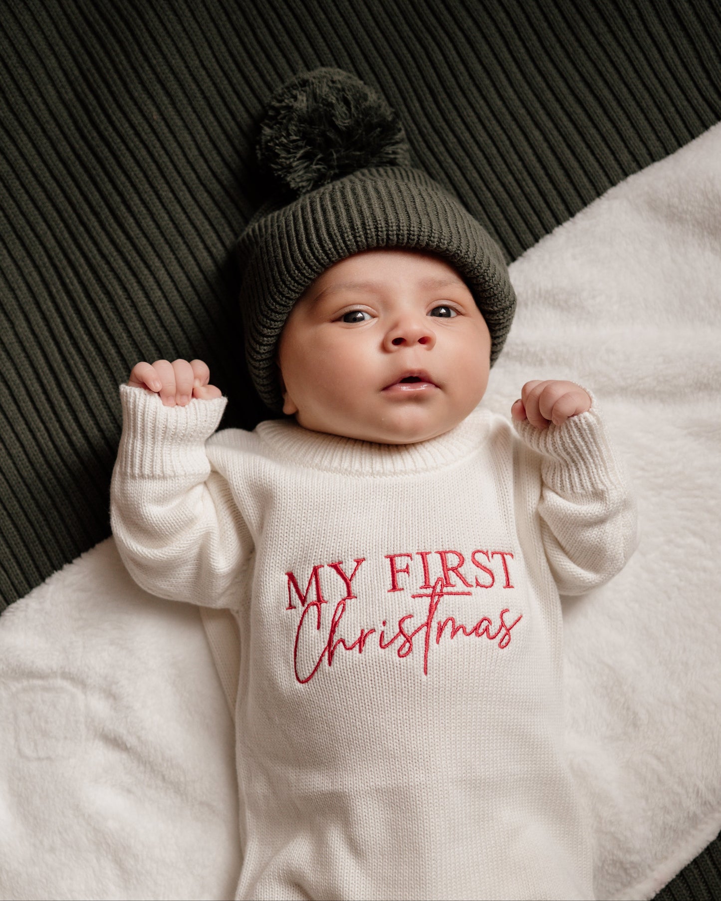 My First Christmas Knit Romper - Cloud