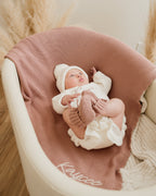 Scallop Edge Knit Blanket - Vintage Rose