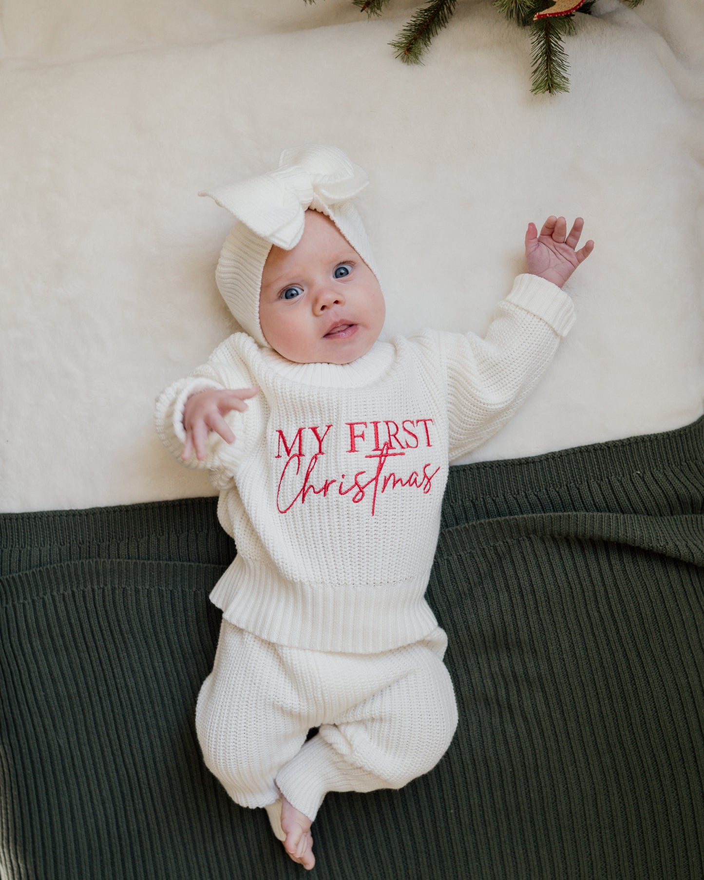 My First Christmas Chunky Knit Sweater - Cloud