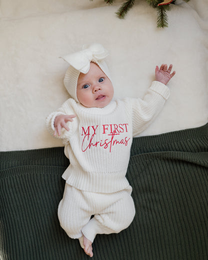 My First Christmas Chunky Knit Sweater - Cloud