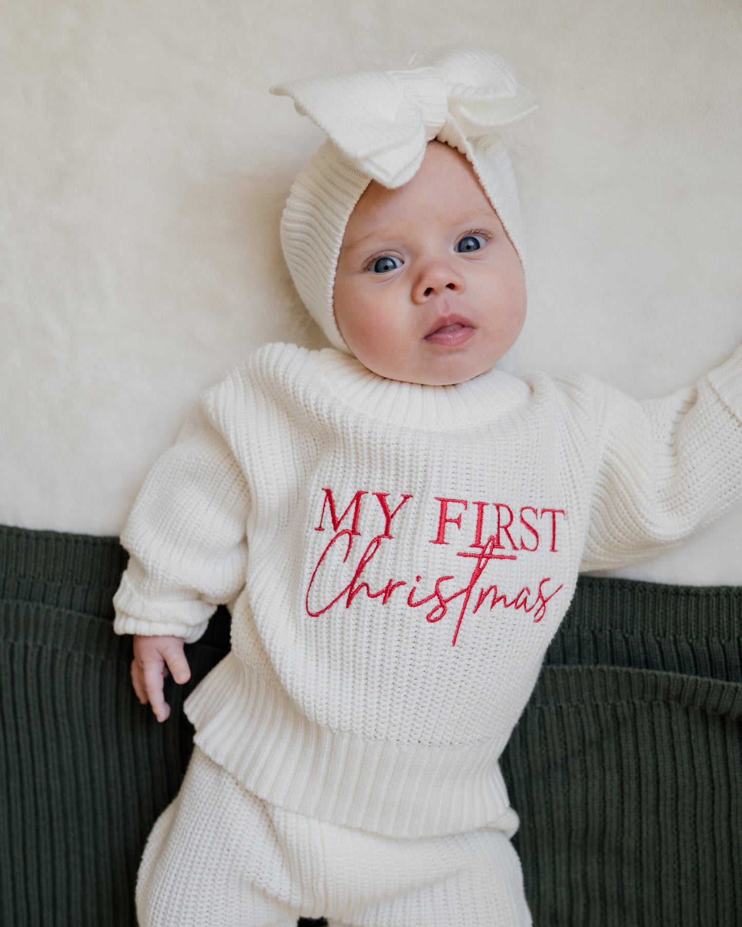 My First Christmas Chunky Knit Sweater - Cloud