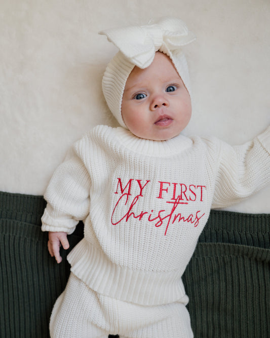 My First Christmas Chunky Knit Sweater - Cloud