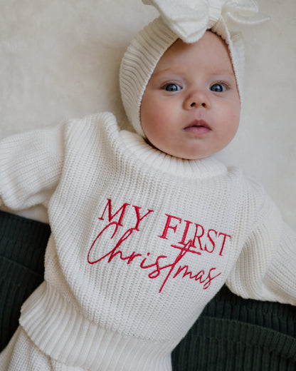 My First Christmas Chunky Knit Sweater - Cloud